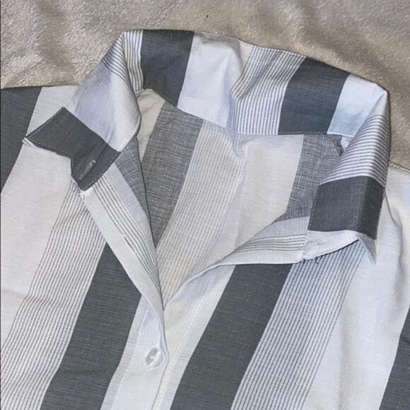 Casual Striped Button-Down Collared Shirt | Sz M (No Size Tag) - Picture 3 of 5